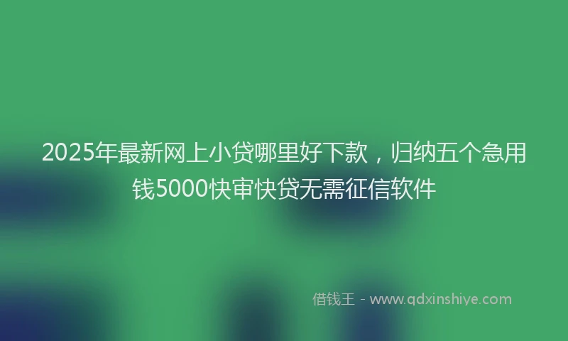 2025年最新网上小贷哪里好下款，归纳五个急用钱5000快审快贷无需征信软件