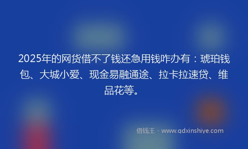 2025年的网货借不了钱还急用钱咋办有：琥珀钱包、大城小爱、现金易融通途、拉卡拉速贷、维品花等。
