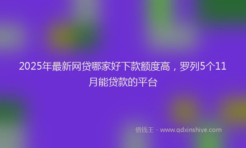 2025年最新网贷哪家好下款额度高，罗列5个11月能贷款的平台