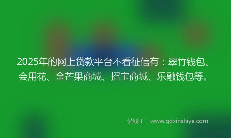 2025年的网上贷款平台不看征信有：翠竹钱包、会用花、金芒果商城、招宝商城、乐融钱包等。