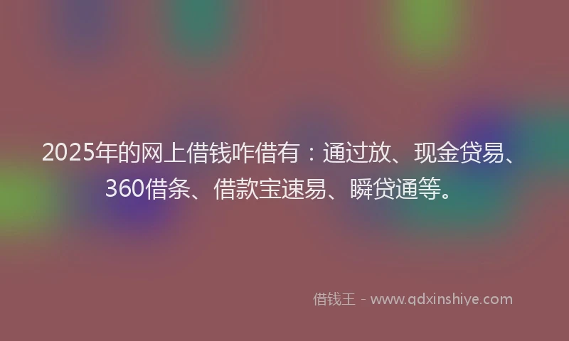 2025年的网上借钱咋借有：通过放、现金贷易、360借条、借款宝速易、瞬贷通等。