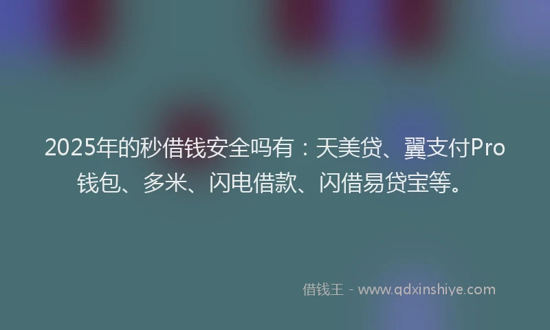 2025年的秒借钱安全吗有：天美贷、翼支付Pro钱包、多米、闪电借款、闪借易贷宝等。