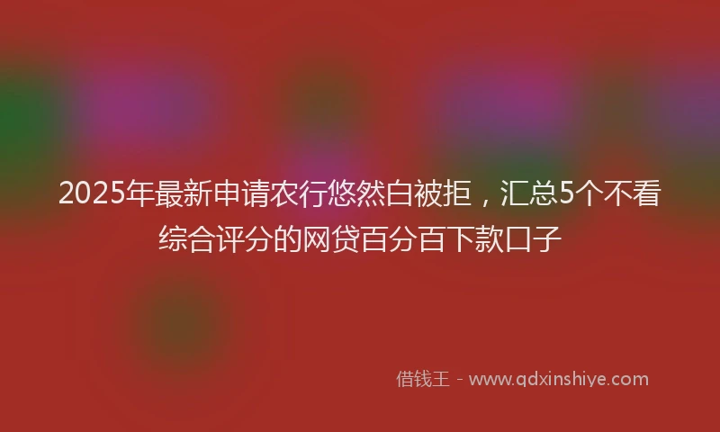 2025年最新申请农行悠然白被拒，汇总5个不看综合评分的网贷百分百下款口子