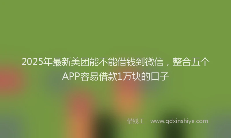 2025年最新美团能不能借钱到微信，整合五个APP容易借款1万块的口子
