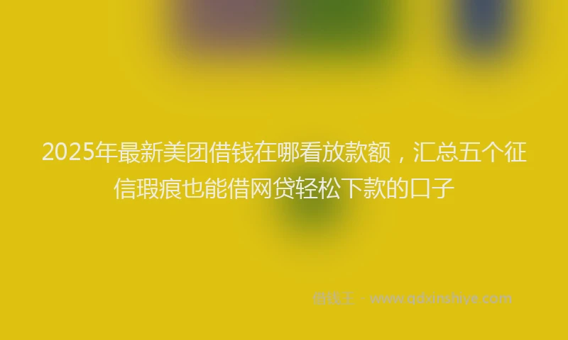 2025年最新美团借钱在哪看放款额，汇总五个征信瑕疵也能借网贷轻松下款的口子