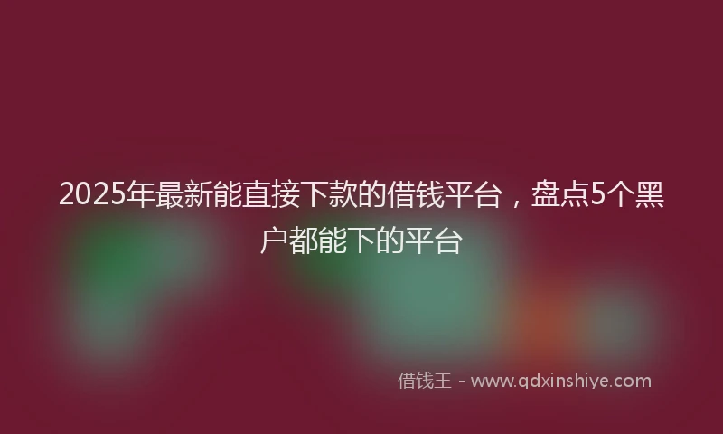 2025年最新能直接下款的借钱平台，盘点5个黑户都能下的平台