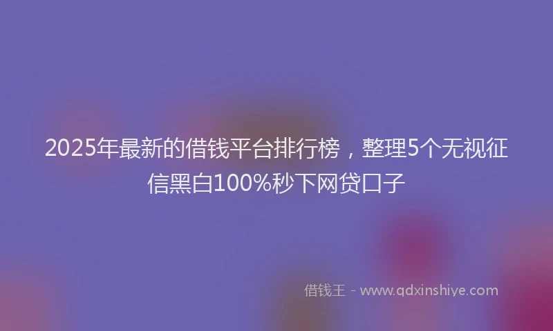 2025年最新的借钱平台排行榜，整理5个无视征信黑白100%秒下网贷口子