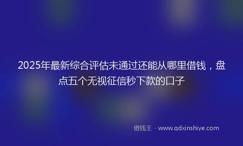 2025年最新综合评估未通过还能从哪里借钱，盘点五个无视征信秒下款的口子