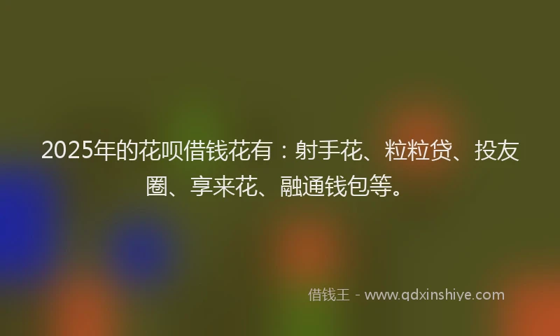 2025年的花呗借钱花有：射手花、粒粒贷、投友圈、享来花、融通钱包等。