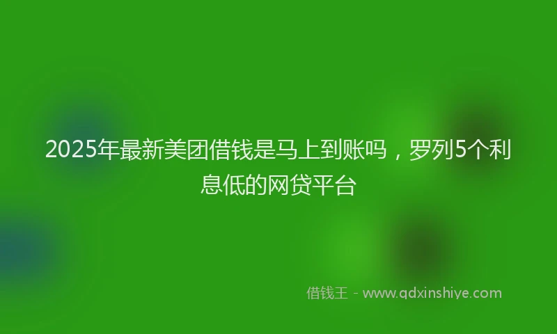 2025年最新美团借钱是马上到账吗，罗列5个利息低的网贷平台