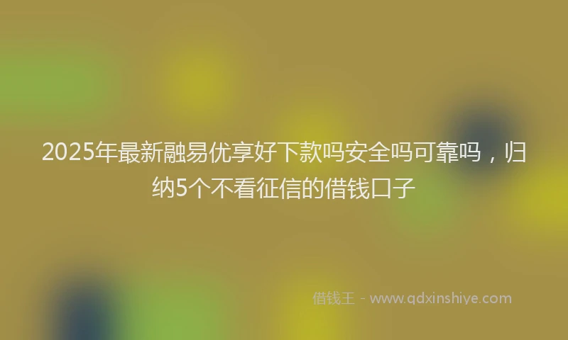 2025年最新融易优享好下款吗安全吗可靠吗，归纳5个不看征信的借钱口子