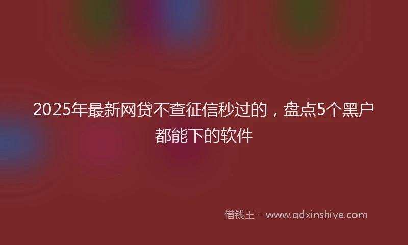 2025年最新网贷不查征信秒过的，盘点5个黑户都能下的软件
