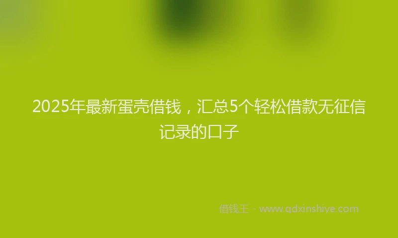 2025年最新蛋壳借钱，汇总5个轻松借款无征信记录的口子