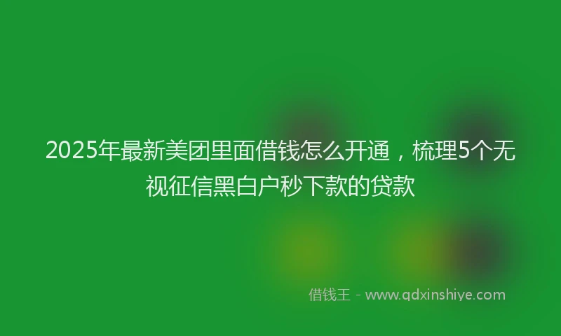 2025年最新美团里面借钱怎么开通，梳理5个无视征信黑白户秒下款的贷款