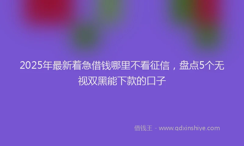 2025年最新着急借钱哪里不看征信，盘点5个无视双黑能下款的口子