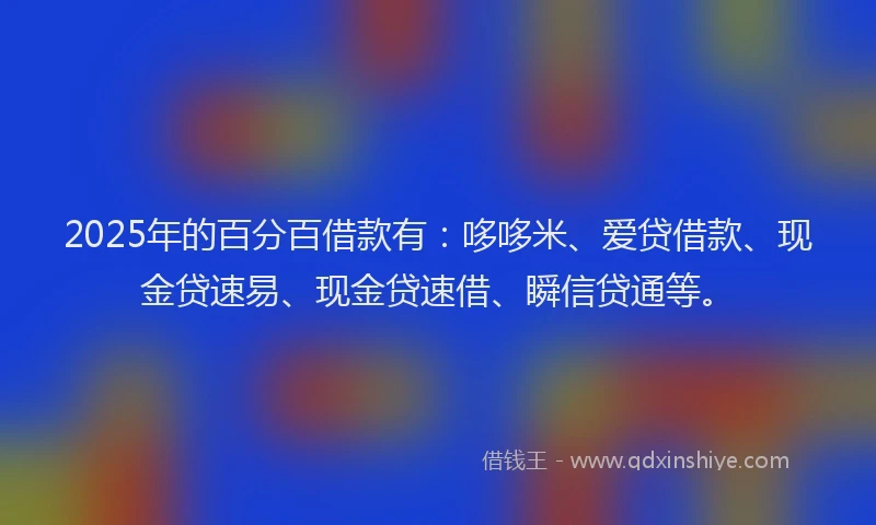 2025年的百分百借款有：哆哆米、爱贷借款、现金贷速易、现金贷速借、瞬信贷通等。