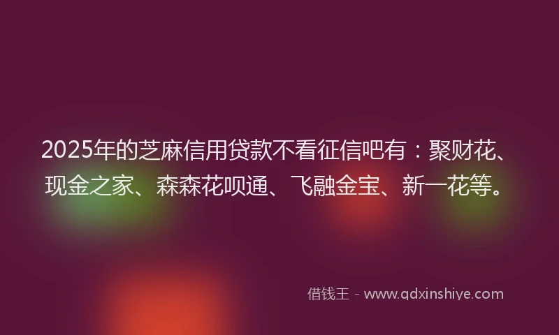 2025年的芝麻信用贷款不看征信吧有：聚财花、现金之家、森森花呗通、飞融金宝、新一花等。