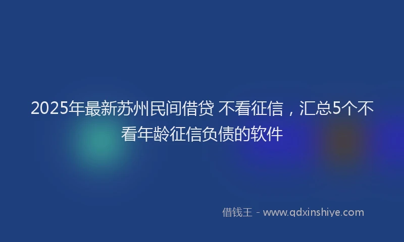 2025年最新苏州民间借贷 不看征信，汇总5个不看年龄征信负债的软件