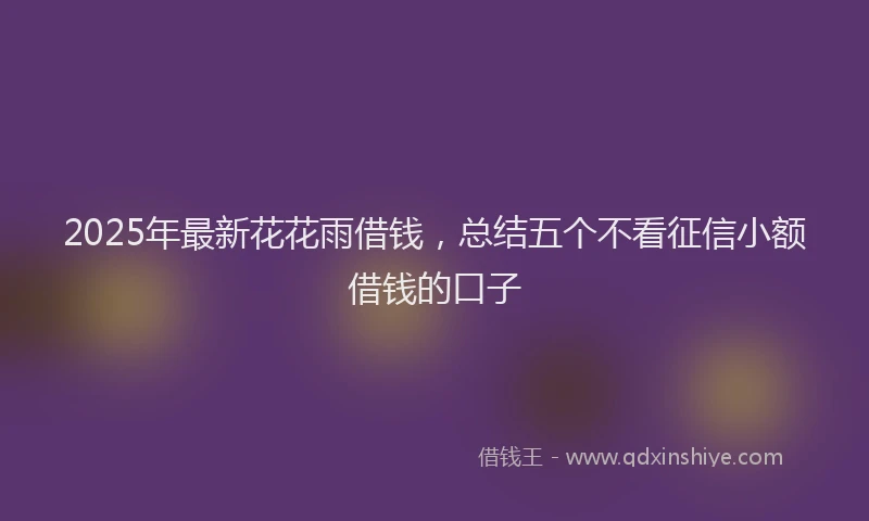 2025年最新花花雨借钱，总结五个不看征信小额借钱的口子
