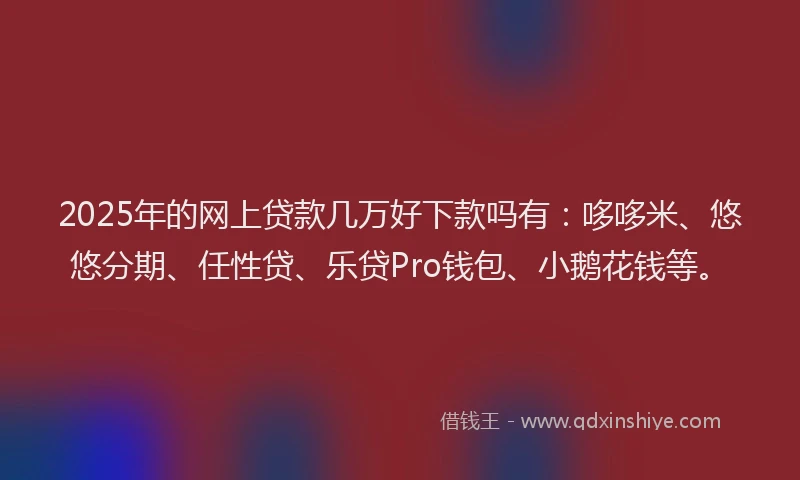 2025年的网上贷款几万好下款吗有：哆哆米、悠悠分期、任性贷、乐贷Pro钱包、小鹅花钱等。