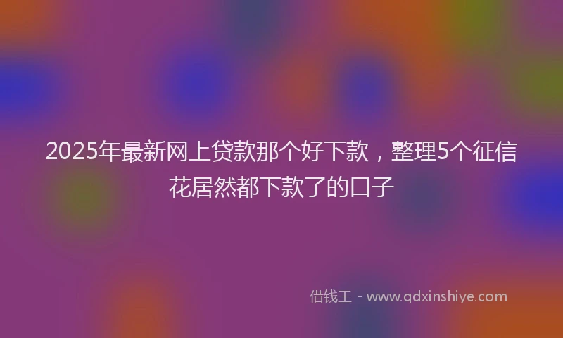 2025年最新网上贷款那个好下款，整理5个征信花居然都下款了的口子
