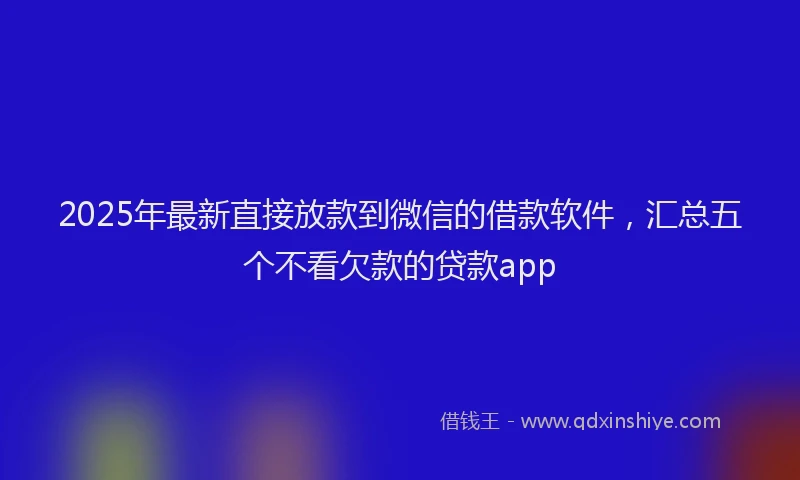 2025年最新直接放款到微信的借款软件，汇总五个不看欠款的贷款app