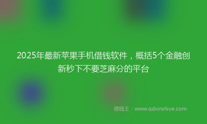 2025年最新苹果手机借钱软件，概括5个金融创新秒下不要芝麻分的平台