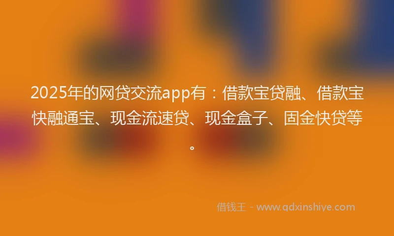 2025年的网贷交流app有：借款宝贷融、借款宝快融通宝、现金流速贷、现金盒子、固金快贷等。