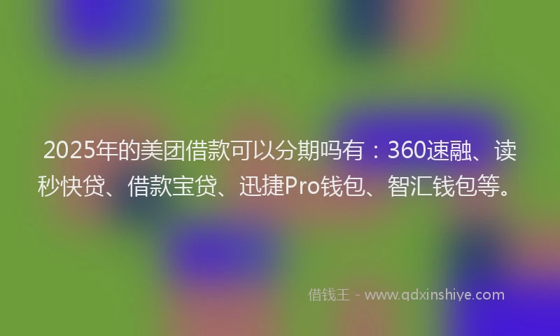 2025年的美团借款可以分期吗有：360速融、读秒快贷、借款宝贷、迅捷Pro钱包、智汇钱包等。