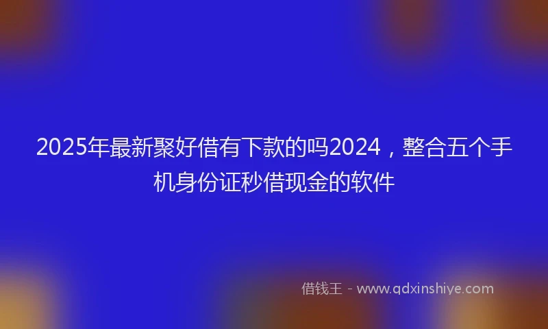 2025年最新聚好借有下款的吗2024，整合五个手机身份证秒借现金的软件