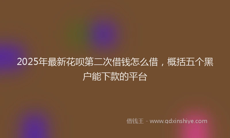 2025年最新花呗第二次借钱怎么借，概括五个黑户能下款的平台