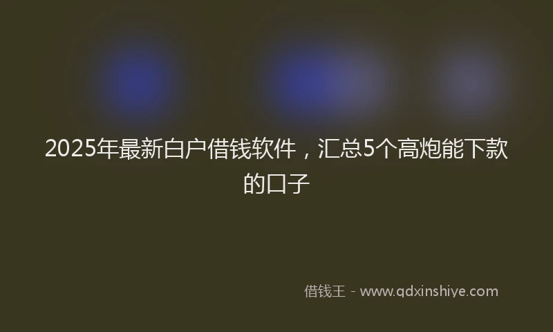 2025年最新白户借钱软件，汇总5个高炮能下款的口子