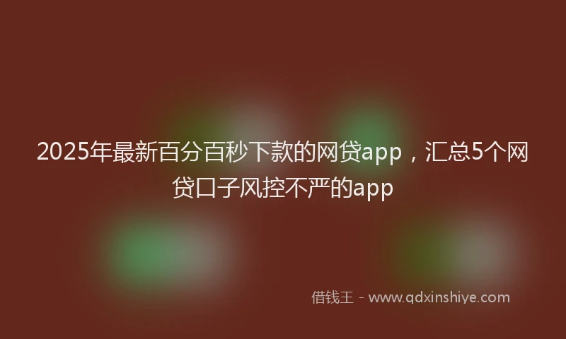 2025年最新百分百秒下款的网贷app，汇总5个网贷口子风控不严的app