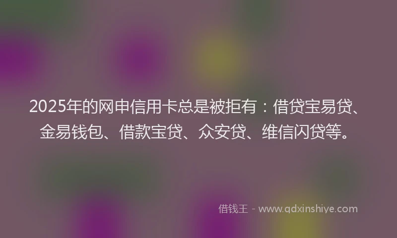 2025年的网申信用卡总是被拒有：借贷宝易贷、金易钱包、借款宝贷、众安贷、维信闪贷等。