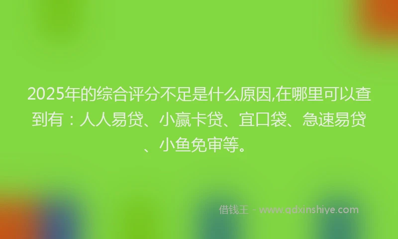 2025年的综合评分不足是什么原因,在哪里可以查到有：人人易贷、小赢卡贷、宜口袋、急速易贷、小鱼免审等。
