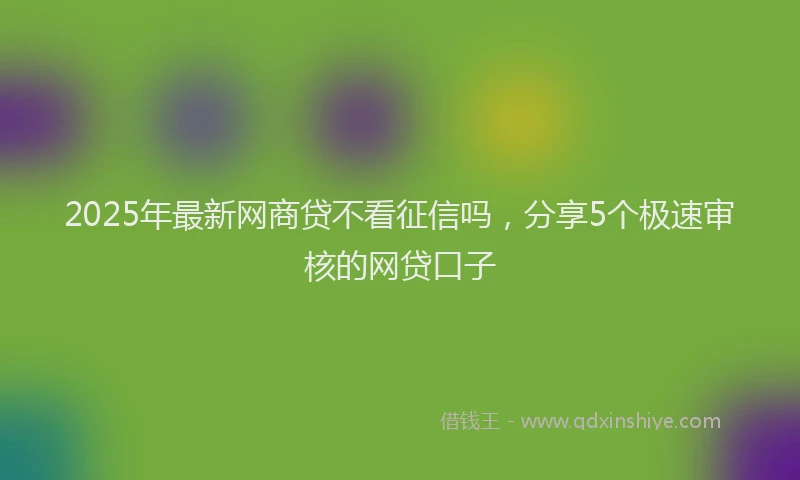 2025年最新网商贷不看征信吗，分享5个极速审核的网贷口子