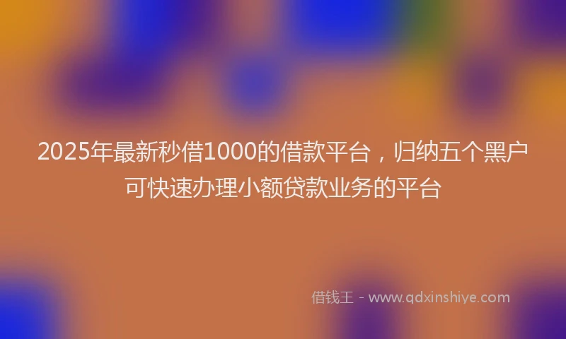 2025年最新秒借1000的借款平台，归纳五个黑户可快速办理小额贷款业务的平台
