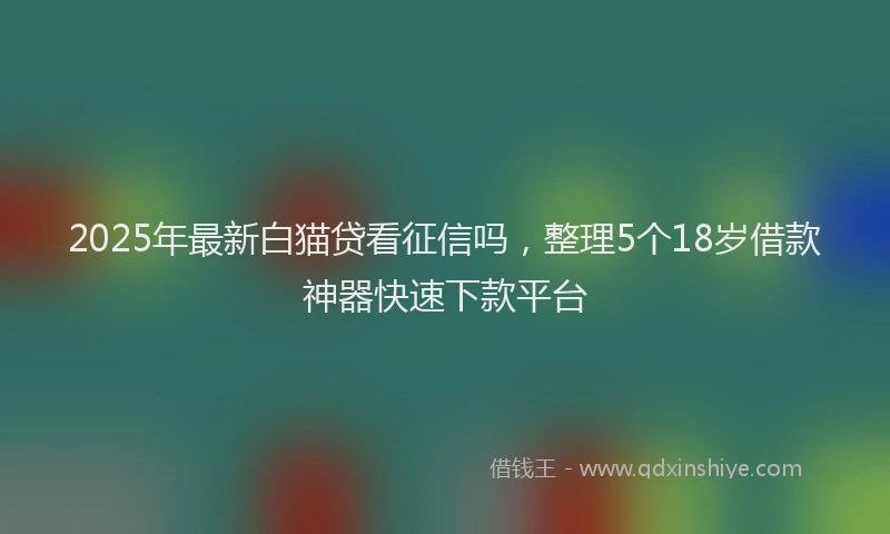 2025年最新白猫贷看征信吗，整理5个18岁借款神器快速下款平台