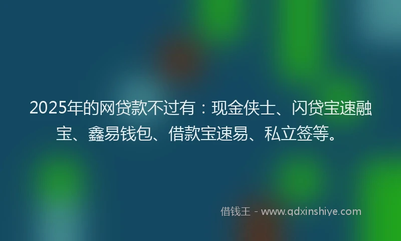 2025年的网贷款不过有：现金侠士、闪贷宝速融宝、鑫易钱包、借款宝速易、私立签等。