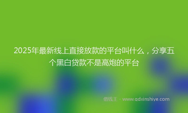 2025年最新线上直接放款的平台叫什么，分享五个黑白贷款不是高炮的平台
