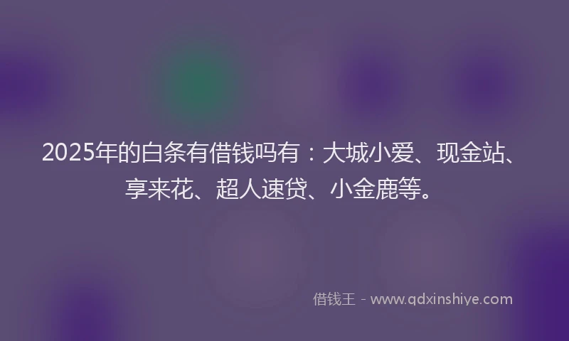 2025年的白条有借钱吗有：大城小爱、现金站、享来花、超人速贷、小金鹿等。