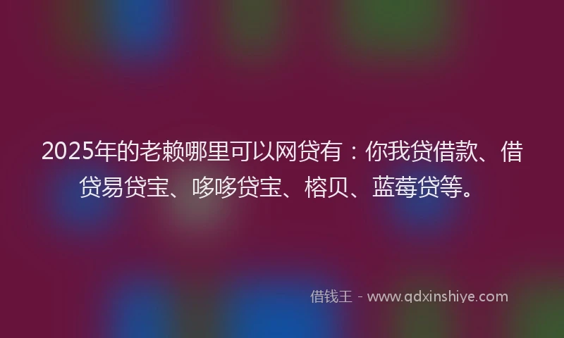 2025年的老赖哪里可以网贷有：你我贷借款、借贷易贷宝、哆哆贷宝、榕贝、蓝莓贷等。
