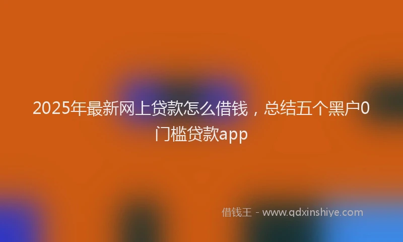 2025年最新网上贷款怎么借钱，总结五个黑户0门槛贷款app