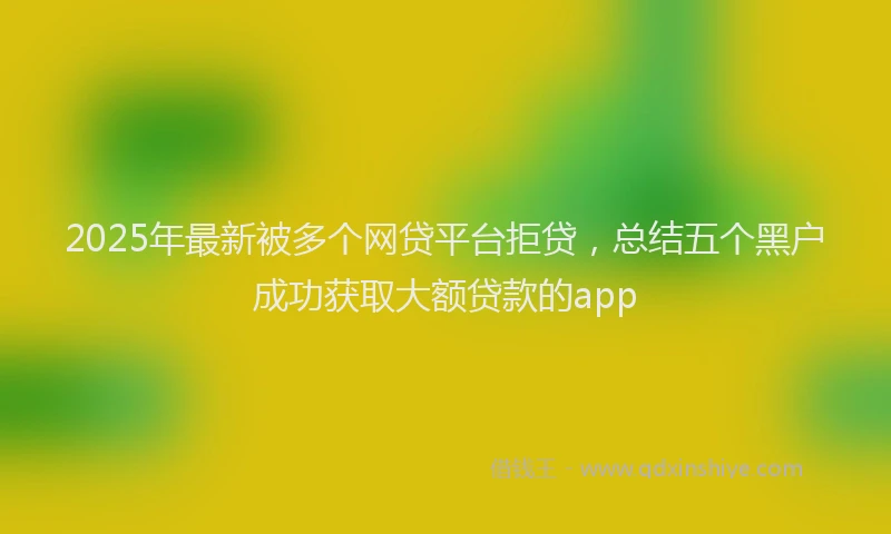 2025年最新被多个网贷平台拒贷，总结五个黑户成功获取大额贷款的app