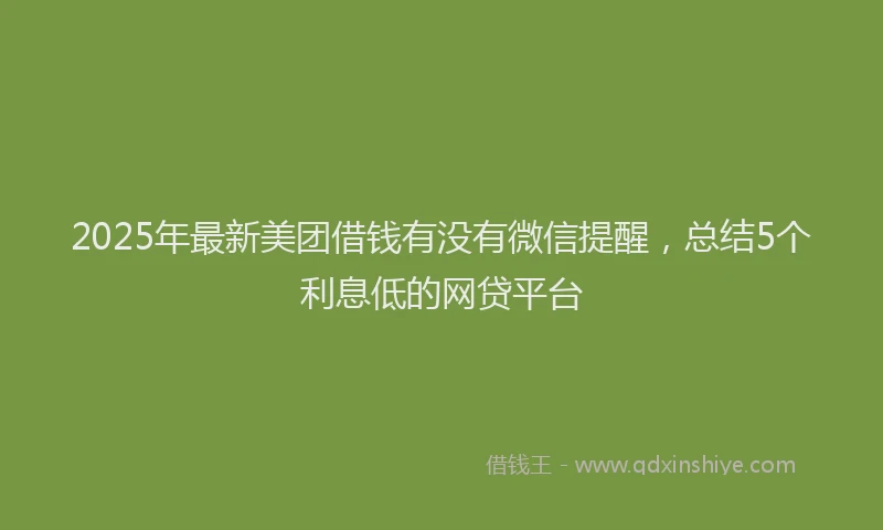 2025年最新美团借钱有没有微信提醒，总结5个利息低的网贷平台