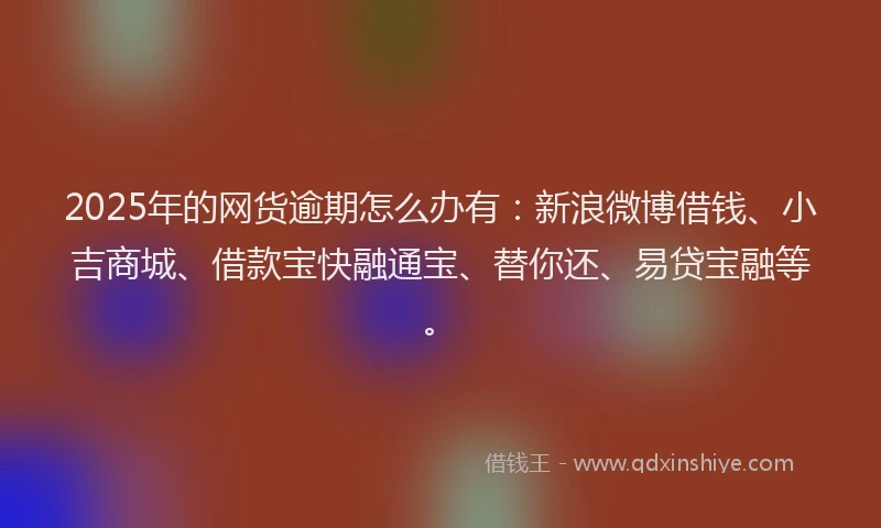 2025年的网货逾期怎么办有：新浪微博借钱、小吉商城、借款宝快融通宝、替你还、易贷宝融等。