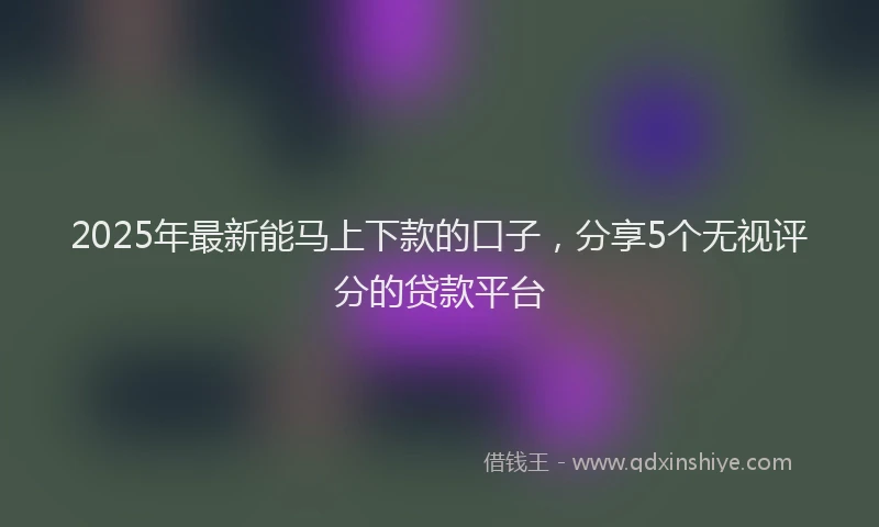 2025年最新能马上下款的口子，分享5个无视评分的贷款平台