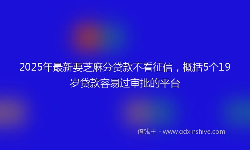 2025年最新要芝麻分贷款不看征信，概括5个19岁贷款容易过审批的平台