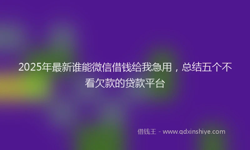 2025年最新谁能微信借钱给我急用，总结五个不看欠款的贷款平台