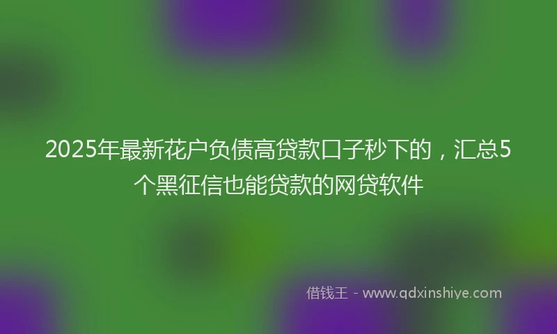 2025年最新花户负债高贷款口子秒下的，汇总5个黑征信也能贷款的网贷软件